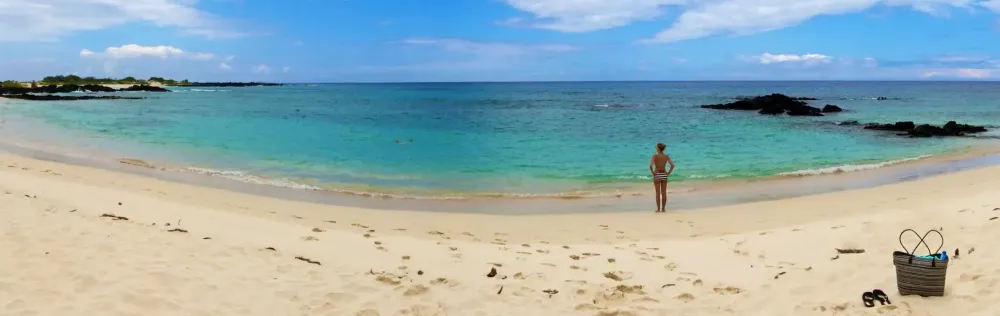 woman alone on secluded beach.